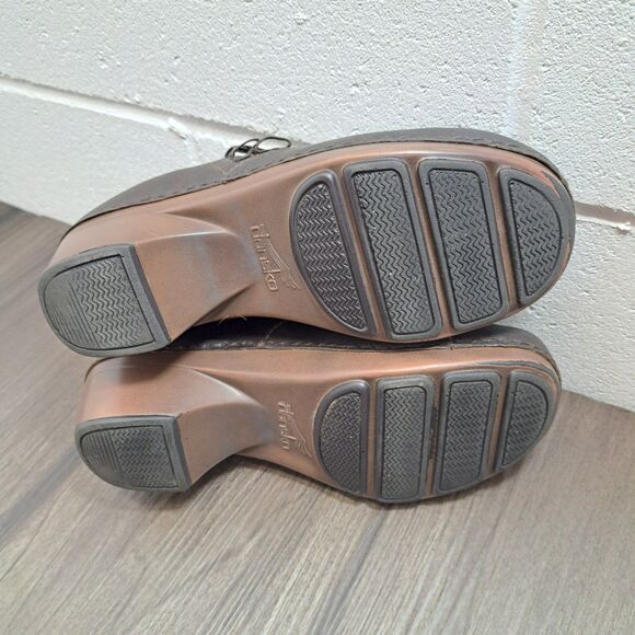 Dansko Casual Clogs Dark Brown Leather Slip On Ankle Boots Women's Size 5.5-6 - Picture 7 of 8